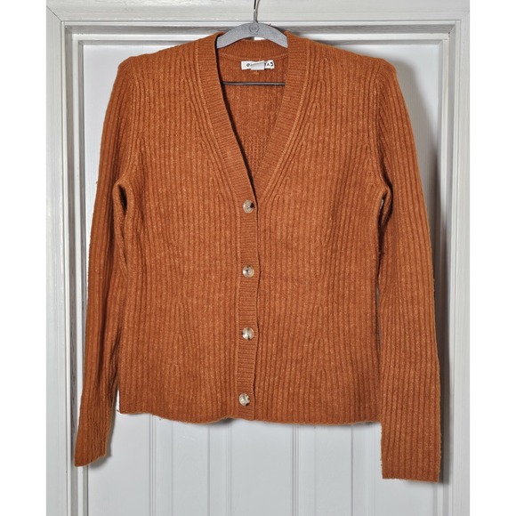 Athleta Layover Cardigan Sweater Merino Wool Foliage Orange...